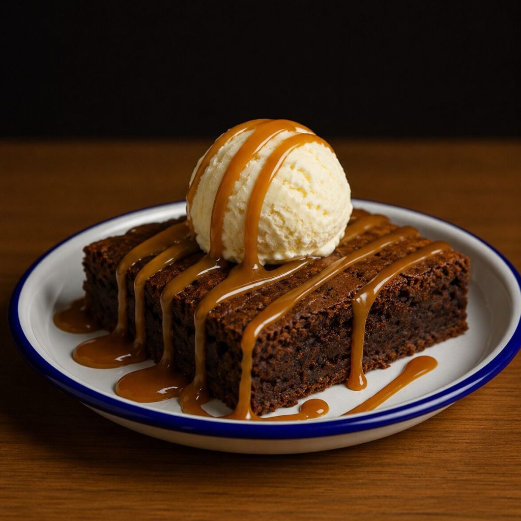 Brownie con Caramello Salato e gelato